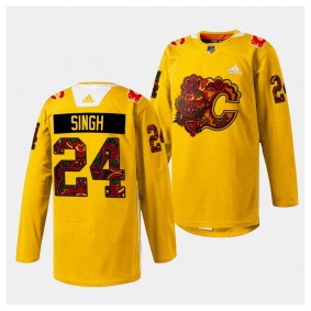 South Asian Celebration Singh Calgary Flames Gold #24 Holi Jersey 2024