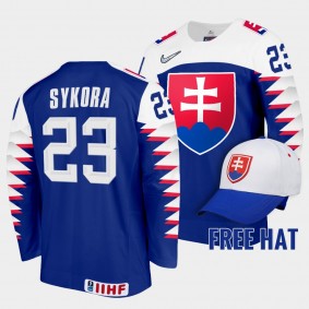 Adam Sykora Slovakia Hockey 2022 IIHF World Junior Championship Free Hat Jersey Royal