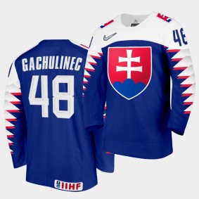 Daniel Gachulinec Slovakia Team 2021 IIHF World Championship Away Blue Jersey