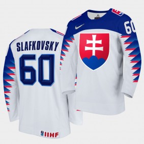 Slovakia Team Juraj Slafkovsky 2021 IIHF World Championship #60 Home White Jersey
