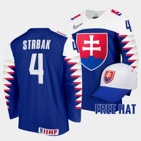 Maxim Strbak Slovakia Hockey 2022 IIHF World Junior Championship Free Hat Jersey Royal