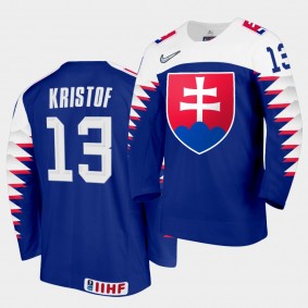 Michal Kristof Slovakia Team 2021 IIHF World Championship Away Blue Jersey