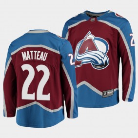 Stefan Matteau Colorado Avalanche 2021-22 Home Burgundy Player Men Jersey