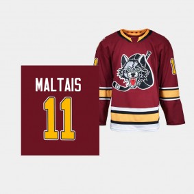 Chicago Wolves Steve Maltais #11 Jersey Men's Burgundy AHL Authentic Quicklite 2023-24 30th Season Shirt