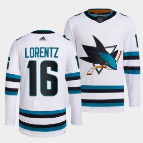 Steven Lorentz #16 San Jose Sharks 2022-23 Away White Jersey Primegreen Authentic