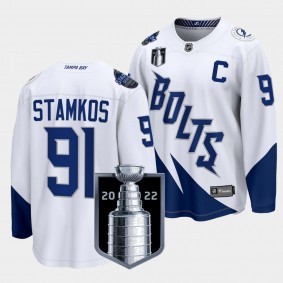 Steven Stamkos Tampa Bay Lightning 2022 Stanley Cup Final White #91 Jersey Stadium Series