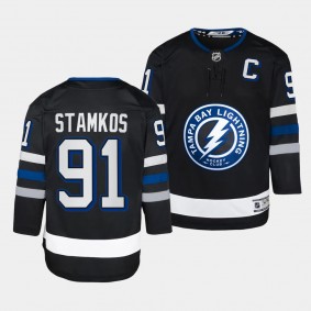 Tampa Bay Lightning #91 Steven Stamkos 2023-24 Alternate Premier Player Black Youth Jersey