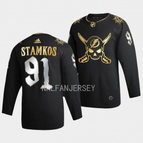 Steven Stamkos Tampa Bay Lightning Gasparilla inspired #91 Black Golden Edition Jersey