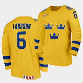 Adam Larsson Sweden 2020 IIHF World Ice Hockey #6 Home Yellow Jersey