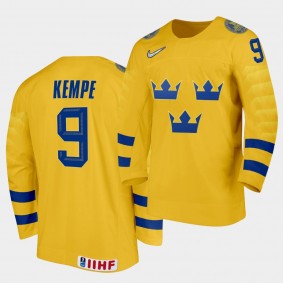 Adrian Kempe Sweden 2020 IIHF World Ice Hockey #9 Home Yellow Jersey