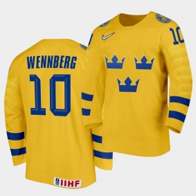 Alexander Wennberg Sweden 2020 IIHF World Ice Hockey #10 Home Yellow Jersey