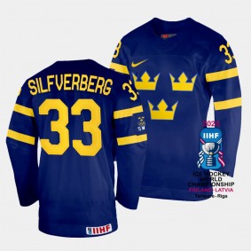 Jakob Silfverberg 2023 IIHF World Championship Sweden #33 Navy Away Jersey Men