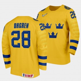 Liam Ohgren 2022 IIHF World U18 Championships Sweden #28 Yellow Home Jersey Men