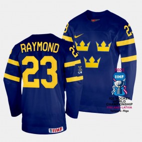 Lucas Raymond 2023 IIHF World Championship Sweden #23 Navy Away Jersey Men