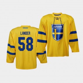 Anton Lander Sweden Team 2019 IIHF World Championship Replica Yellow Jersey