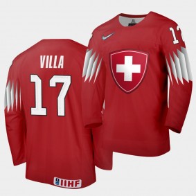 Alessandro Villa Switzerland 2021 IIHF World Junior Championship Jersey Away Red