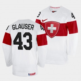 Andrea Glauser 2022 IIHF World Championship Switzerland Hockey #43 White Jersey Home