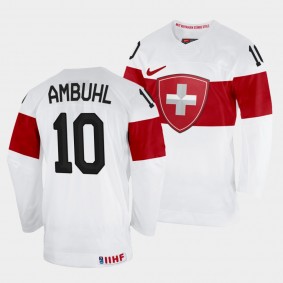 Andres Ambuhl 2022 IIHF World Championship Switzerland Hockey #10 White Jersey Home