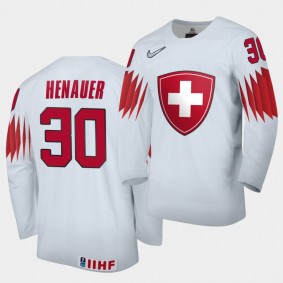 Andri Henauer Switzerland 2021 IIHF World Junior Championship Jersey Home White