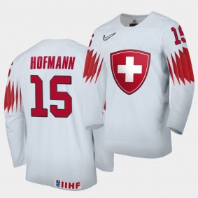 Gregory Hofmann Switzerland 2020 IIHF World Championship #15 Home White Jersey
