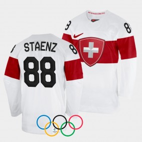 Switzerland Hockey 2022 Winter Olympics Phoebe Staenz #88 White Jersey Away