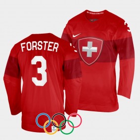 Sarah Forster Switzerland Women's Hockey 2022 Winter Olympics #3 Red Jersey Home