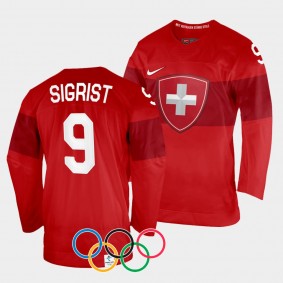 Shannon Sigrist Switzerland Women's Hockey 2022 Winter Olympics #9 Red Jersey Home