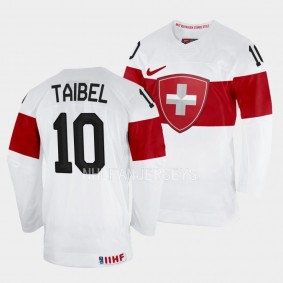 Jonas Taibel 2023 IIHF World Junior Championship Switzerland #10 White Jersey Men