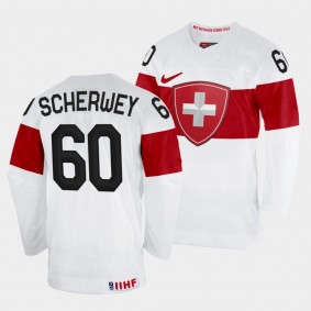 Tristan Scherwey 2022 IIHF World Championship Switzerland Hockey #60 White Jersey Home