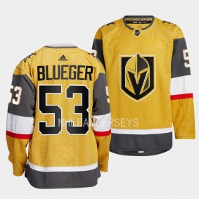 Teddy Blueger Vegas Golden Knights 2022-23 Authentic Primegreen Gold #53 Home Jersey Men's