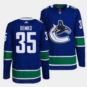 Thatcher Demko #35 Canucks Home Blue Jersey 2021-22 Primegreen Authentic