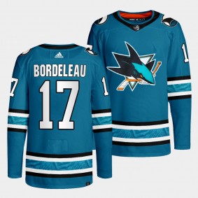 San Jose Sharks 2022-23 Home Thomas Bordeleau #17 Teal Jersey Primegreen Authentic