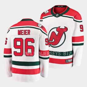 New Jersey Devils Timo Meier 40th Anniversary White Breakaway Player Jersey Men's