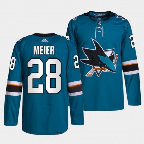 Timo Meier Sharks Home Teal Jersey #28 Primegreen Authentic Pro