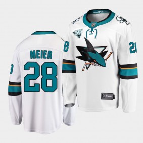 San Jose Sharks 2021 Reverse Retro Timo Meier White 30th Anniversary Jersey