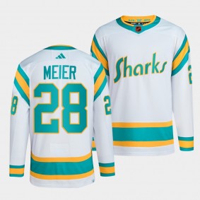 Reverse Retro 2.0 San Jose Sharks Timo Meier #28 White Authentic Primegreen Jersey 2022