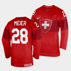 Switzerland 2022 IIHF World Championship Timo Meier #28 Red Jersey Away