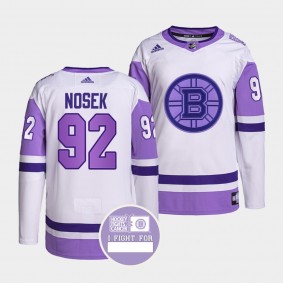 Boston Bruins Tomas Nosek Hockey Fights Cancer Jersey #92 White Purple Primegreen Authentic