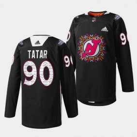 Tomas Tatar Devils #90 2022 Hispanic Heritage Night Jersey Black Warm-Up