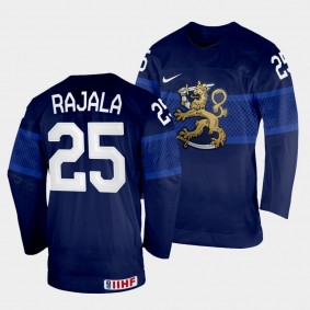 Finland 2022 IIHF World Championship Toni Rajala #25 Navy Jersey Away