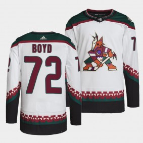 Arizona Coyotes 2022 Away Travis Boyd #72 White Jersey Primegreen Authentic Pro