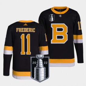 Trent Frederic Boston Bruins 2022 Stanley Cup Playoffs Black #11 Jersey Authentic Pro