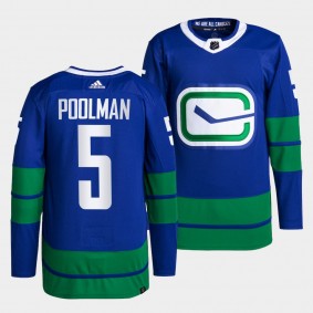 Tucker Poolman Canucks Alternate Blue Jersey #5 Primegreen Authentic Pro