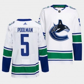 Vancouver Canucks Away Tucker Poolman #5 White Jersey Primegreen Authentic Pro