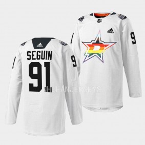 Dallas Stars 2023 Pride Night Tyler Seguin #91 White Jersey Warm Up