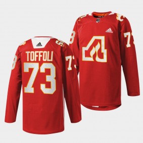 Tyler Toffoli #73 Atlanta Flames 2022 50th Anniversary Warm-Up Red Jersey