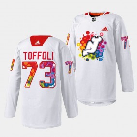 2023 Pride Night Tyler Toffoli New Jersey Devils White #73 Special Jersey
