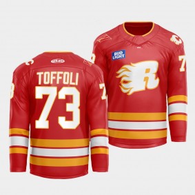 Flames X Rush X CGY Wranglers Tyler Toffoli Calgary Flames Warmup #73 Red Jersey