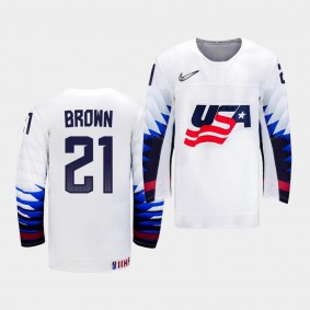 Caden Brown USA Team 2021 IIHF Ice Hockey U18 World Championship Jersey Home White