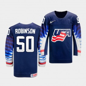 Eric Robinson USA Team 2021 IIHF World Championship Away Navy Jersey
